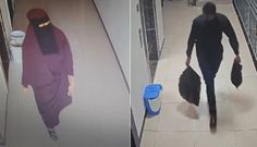 A collage image of Deko Abdinoor (L) and Hashim Dagane leaving an apartment while carrying bags believed to contain her remains