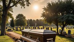 An AI-generated image of a casket ready for burial