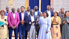 Former Deputy President Rigathi Gachagua and his allies at a past church service.