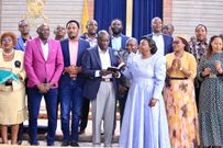 Former Deputy President Rigathi Gachagua and his allies at a past church service.