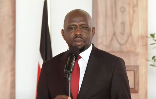 Interior Cabinet Secretary Kipchumba Murkomen speaking at State House, Nairobi