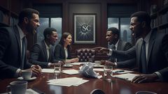 An image of board members in an argument