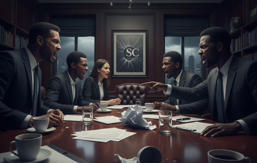 An image of board members in an argument