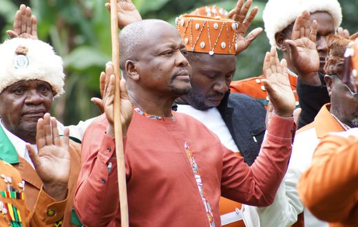 Former Health CS Mutahi Kagwe during a Gikuyu traditional prayer