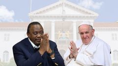 A collage of Former President Uhuru Kenyatta and the late Pope Francis