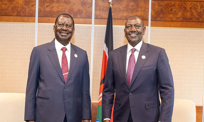 President William Ruto with former PM Raila Odinga