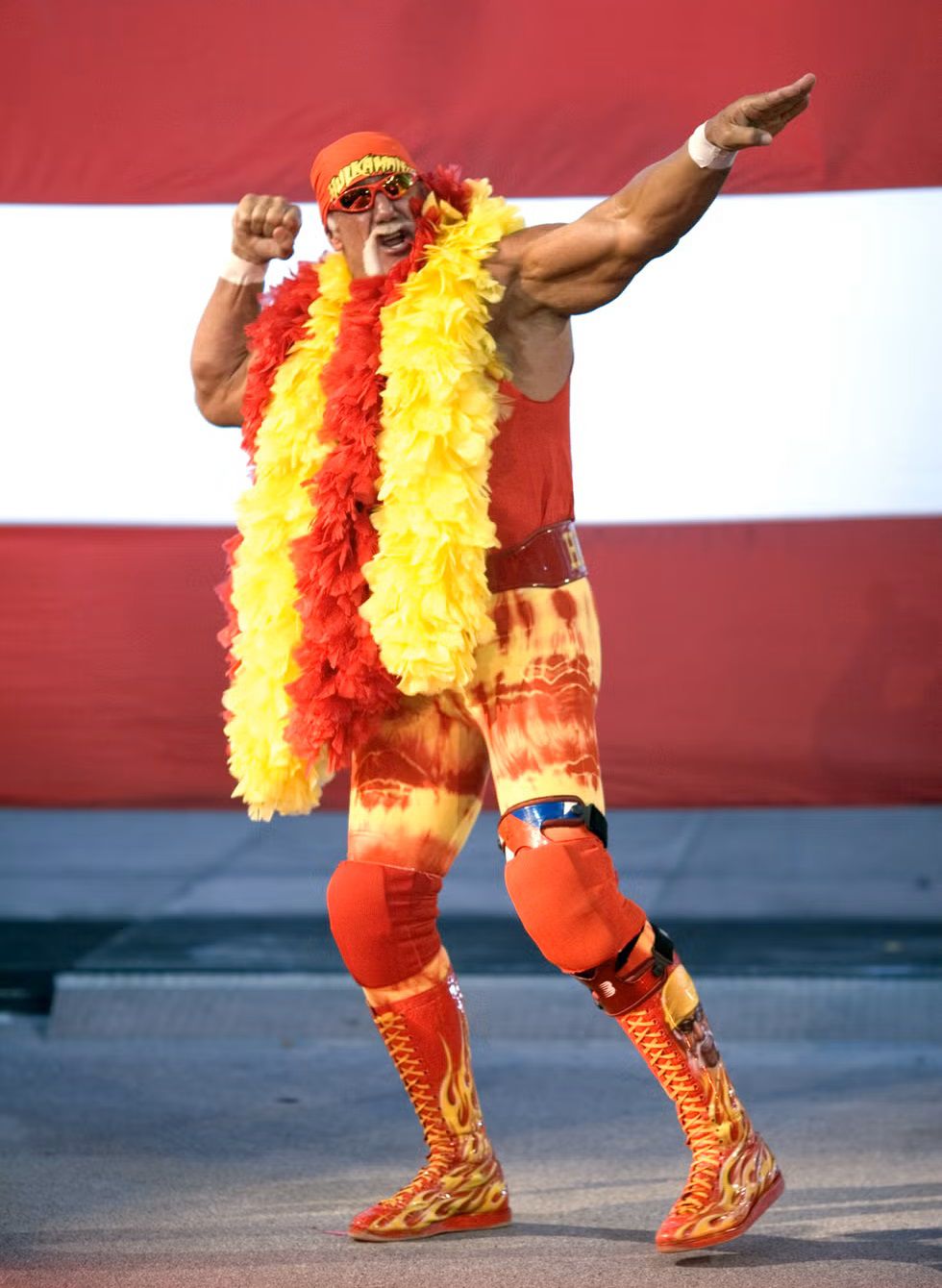 Hulk Hogan making an entrance to the ring