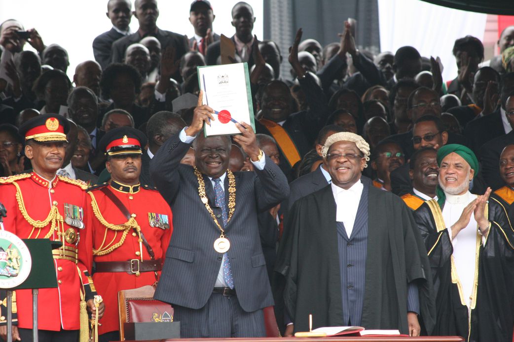 Former President Mwai Kibaki at the promulgation of the Constitution of Kenya, August 27 2010