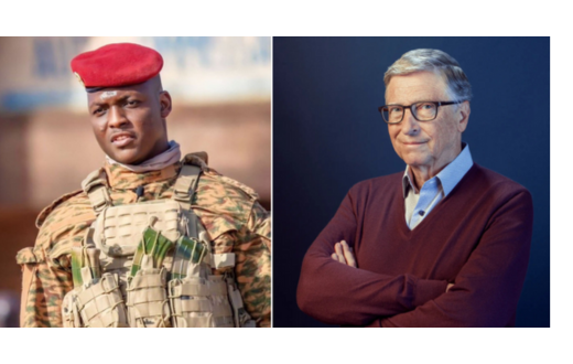 A collage of Burkina Faso leader Ibrahim Traore and Bill Gates