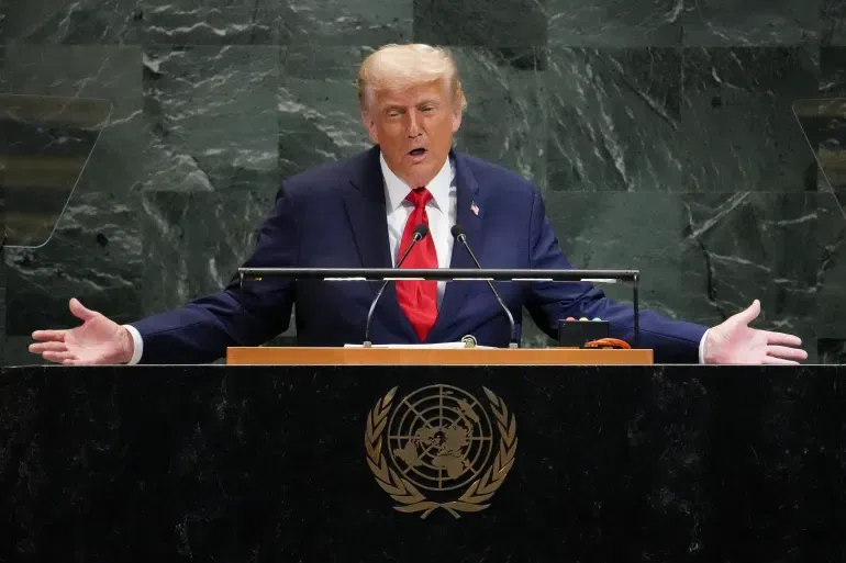 US President Donald Trump delivers remarks to the UN General Assembly at UN headquarters in New York City on September 23, 2025