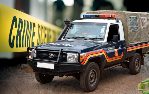 Police vehicle in a crime scene