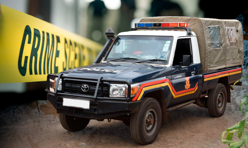 Police vehicle in a crime scene