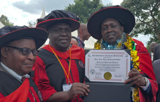 Kapseret MP Oscar Sudi celebrating his honourary degree from Northwestern Christian University