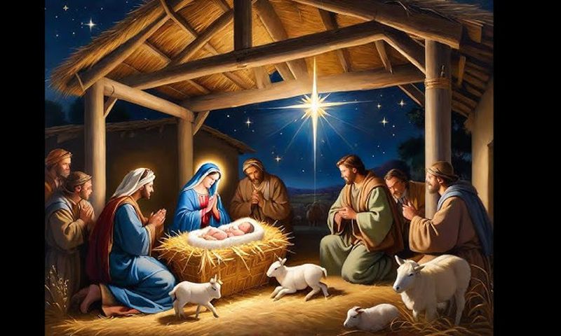 An illustration of the birth of Jesus Christ