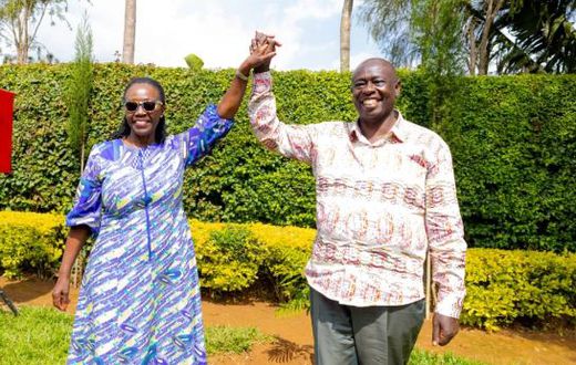 Former Deputy President Rigathi Gachagua when he visited Azimio la Umoja principal Martha Karua at her home in Gichugu on Saturday