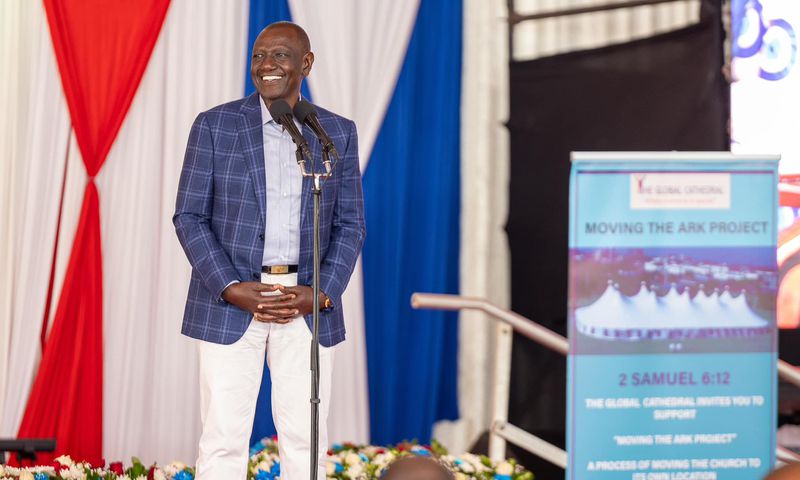 President William Ruto during a Sunday service at the Global Cathedral in Nairobi