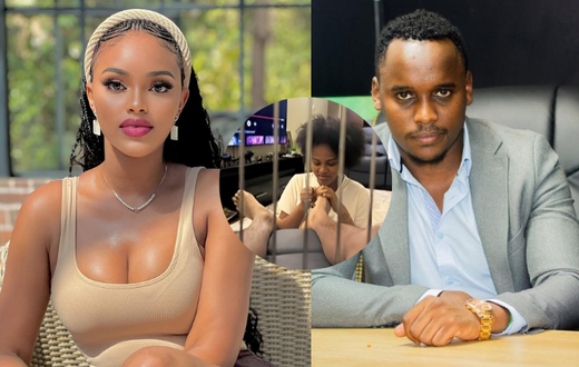 A collage of businessman Khalif Kairo with his girlfriend Wavinya Maria