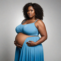 AI-generated image of a heavily pregnant beautiful woman