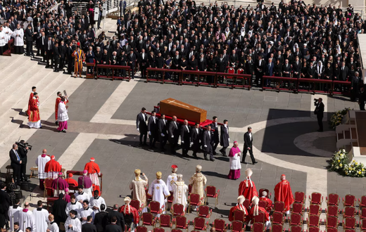Pope Francis' funeral procession with his body lying in a sealed coffin ahead of his burial at St. Mary Major Basilica, on Saturday, April 26, 2025