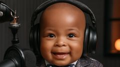 An AI generated image of a baby in a studio