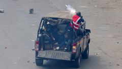 Police vehicle used during the protest crackdown