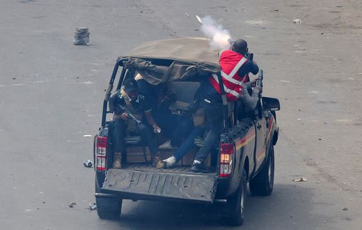 Police vehicle used during the protest crackdown