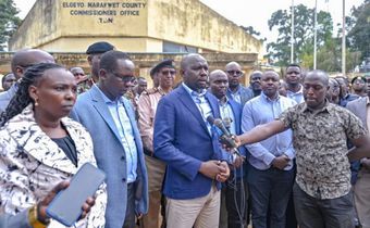 Interior CS Kipchumba Murkomen addressing the press after the 20th Jukwaa la Usalama, Elgeyo Marakwet County on July 25, 2025