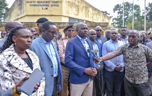 Interior CS Kipchumba Murkomen addressing the press after the 20th Jukwaa la Usalama, Elgeyo Marakwet County on July 25, 2025