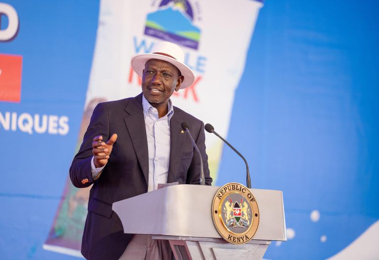 President William Ruto addressing participants at the 10th Annual Dairy Farmers Day in Meru on Saturday June 21, 2025
