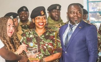 Dagoretti South Sub‑County Commander, ASP Margaret Wanjuhi Gakami posing with an award