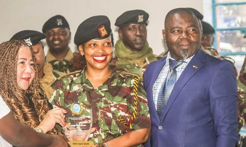 Dagoretti South Sub‑County Commander, ASP Margaret Wanjuhi Gakami posing with an award