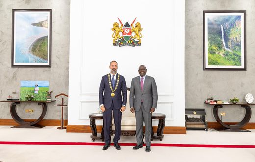 President William Ruto and Prince Rahim Aga Khan V, the spiritual leader of the Shia Ismaili Muslims