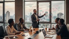 An AI-generated image of staff in a boardroom