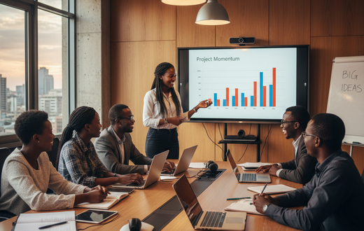 An AI-generated image of staff at a boardroom
