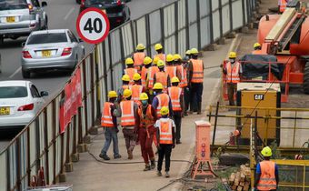 Construction workers at a project in Nairobi