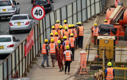 Construction workers at a project in Nairobi