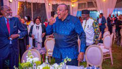 Retired President Uhuru Kenyatta at his surprise birthday party organized by friends as he turned 64 years old