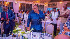 Retired President Uhuru Kenyatta at his surprise birthday party organized by friends as he turned 64 years old