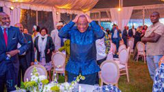 Retired President Uhuru Kenyatta at his surprise birthday party organized by friends as he turned 64 years old