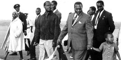 File image of a young Uhuru Kenyatta with his father Jomo Kenyatta, Daniel Moi and Charles Njonjo