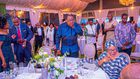 Retired President Uhuru Kenyatta at his surprise birthday party organized by friends as he turned 64 years old