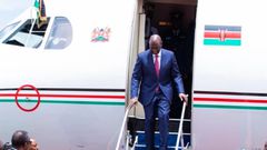 President William Ruto disembarking from a plane
