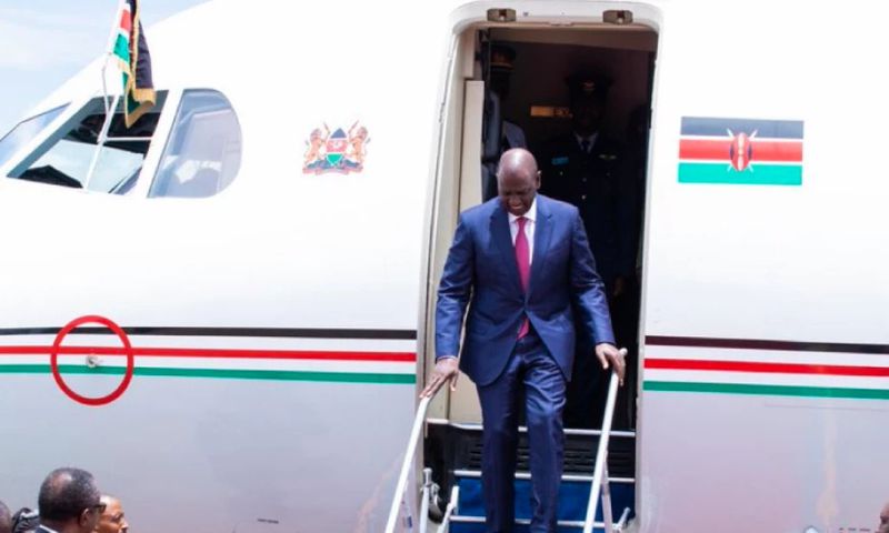 President William Ruto disembarking from a plane