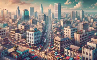 An AI generated image depicting a city