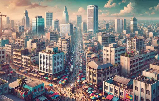 An AI generated image depicting a city