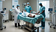 An AI-Generated image of doctors performing body transplant in a hospital (Source - Hotpot.ai)