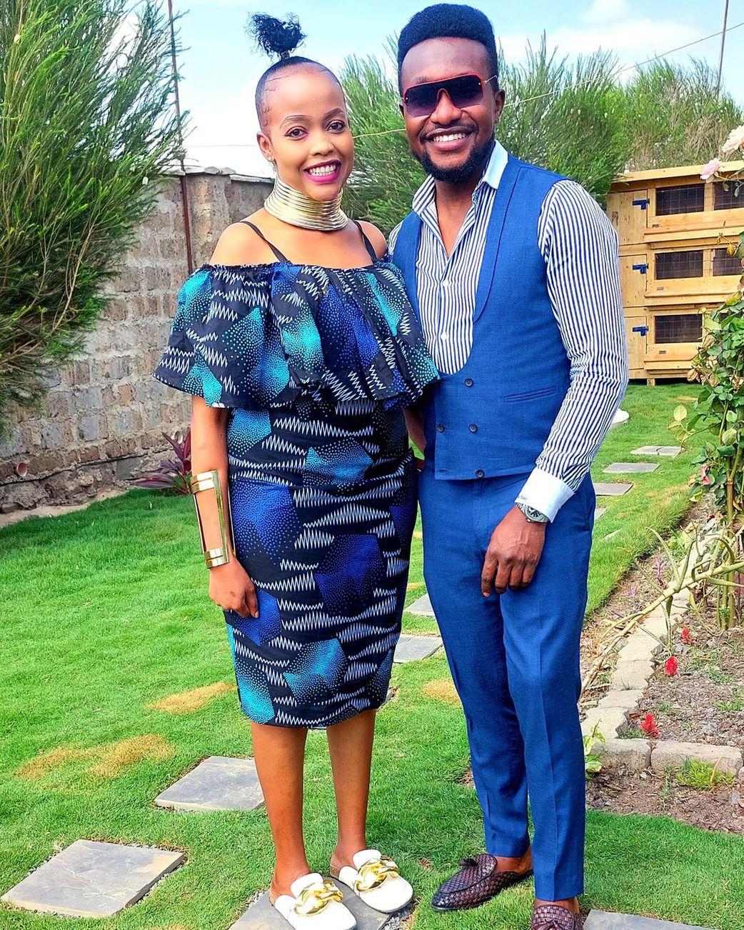 Celebrity designer Bolo Bespoke with his wife Mueni on their traditional wedding in September 2024