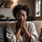 An AI-generated image of a woman crying (Source - Hotpot.ai)