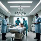 An AI-Generated image of doctors performing body transplant in a hospital (Source - Hotpot.ai)