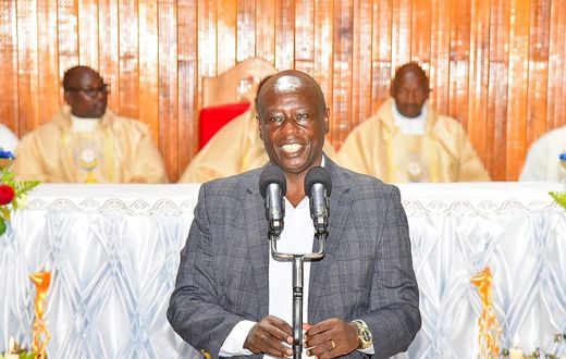 Former Deputy President Rigathi Gachagua addressing the congregation at at St. Louis- Igwamiti Parish in Nyandarua County on Sunday, April 27